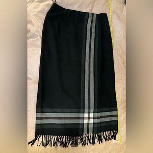 Valerie Stevens Black and Gray Pencil Skirt with fringe